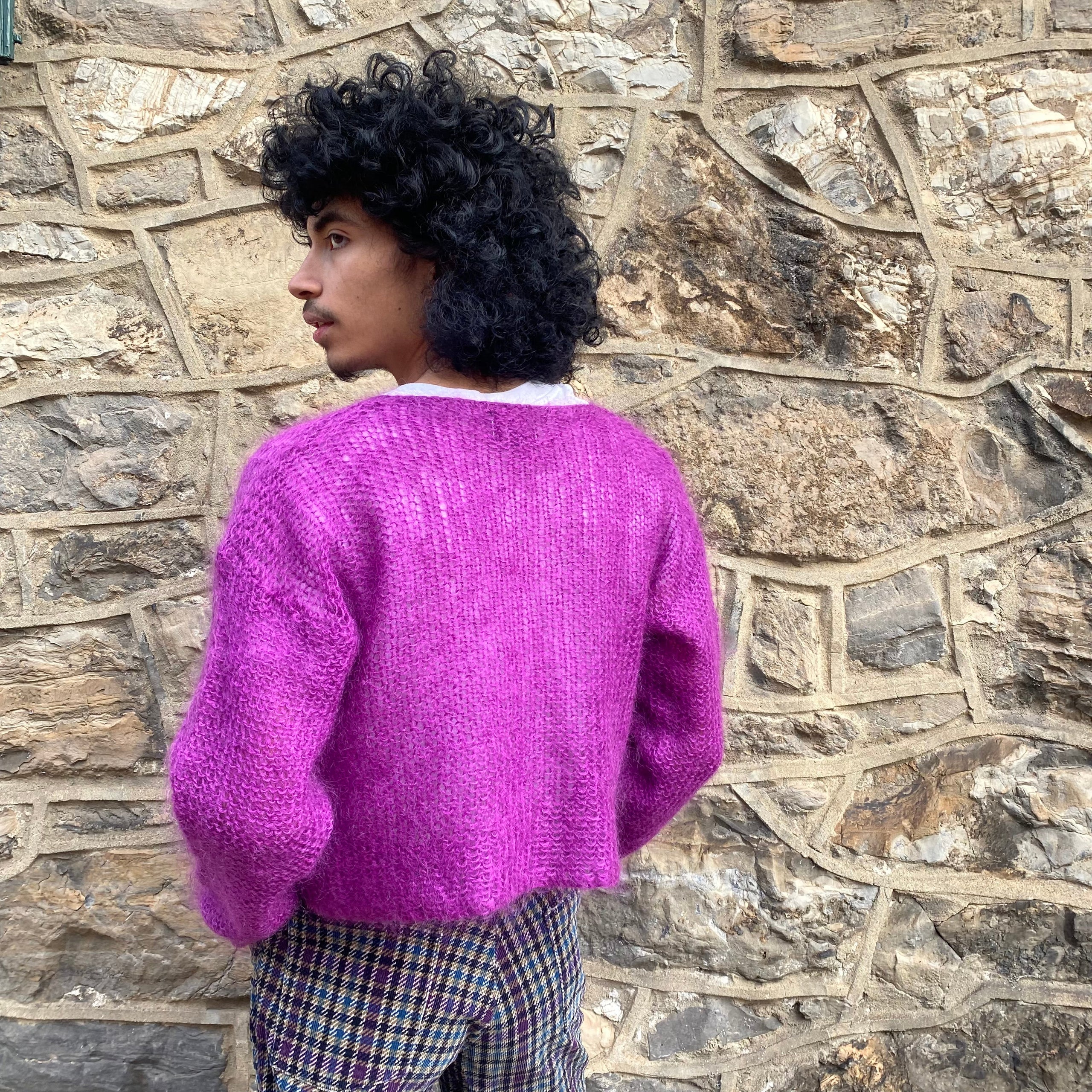 Deadstock 1980 s Purple Netted Mohair Sweater